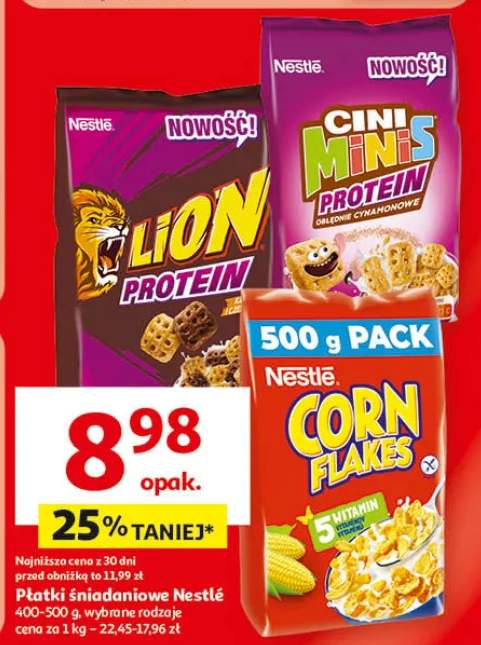 Płatki śniadaniowe Lion Protein, Cini Minis Protein, Corn Flakes