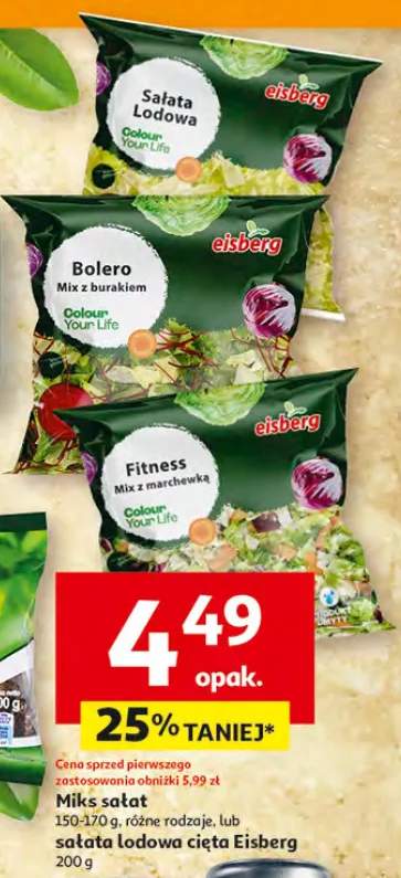 Miks sałat 150-170 g, różne rodzaje, lub sałata lodowa cięta Eisberg