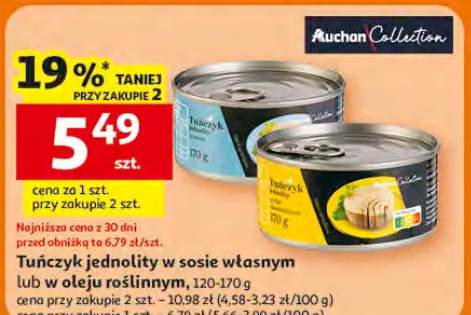 Tuńczyk jednoity w sosie własnym lub w oleju roślinnym