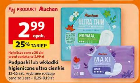 Podpaski lub wkładki higieniczne ultra cienkie