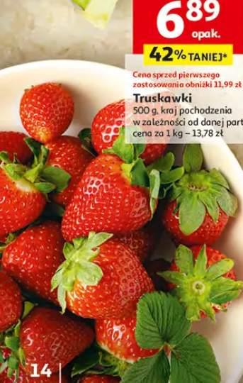 Truskawki 500 g, kraj pochodzenia w zależności od danej partii, cena za 1 kg - 13.78 zł