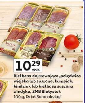 Kiełbasa dojrzewająca, polędwica wiejska lub suszona, kumpiak, kindziuk lub kiełbasa suszona z indyka dział samoobsługi