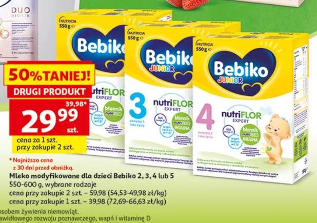 Mleko modyfikowane dla dzieci Bebiko 2, 3, 4 lub 5