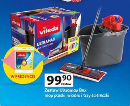 Zestaw Ultramax Box mop płaski, wiadro i trzy ściereczki