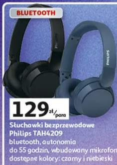 Słuchawki bezprzewodowe bluetooth TAH4209, autonomia do 55 godzin, wbudowany mikrofon, dostępne kolory: czarny i niebieski