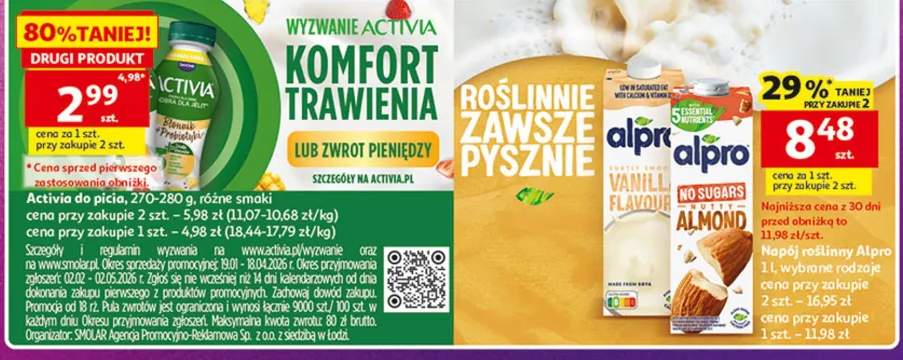 Activia picie, różnego rodzaju, smaki 200 g, 220 g – 280 g, różne smaki