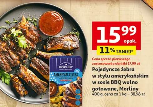 Żeberka pojedyncze w stylu amerykańskim w sosie BBQ wolno gotowane