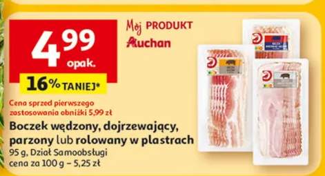 Boczek wędzony, dojrzewający, parzony lub rolowany w plastrach