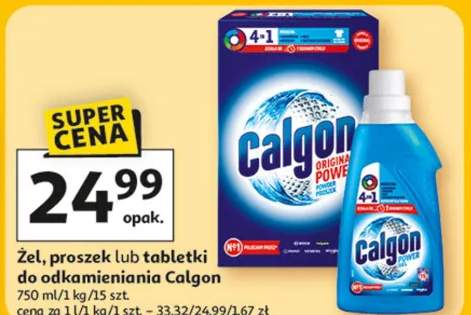 Żel, proszek lub tabletki do odkamieniania Calgon