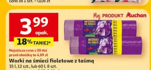 Worki na śmieci fioletowe z taśmą