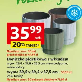 Doniczka plastikowa z wkładem mrozoodporna 29,8x29,8x28,5cm