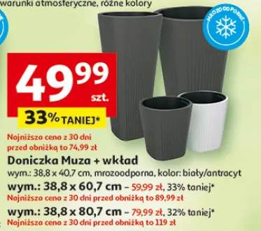 Doniczka Muza z wkładem mrozoodporna biały/antracyt 38,8x40,7cm