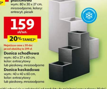 Donica schodkowa plastikowa 60x27x60cm mrozoodporna antracytowa