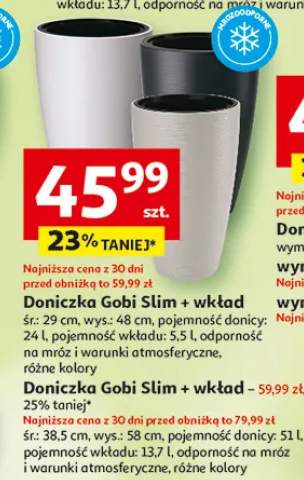 Doniczka Gobi Slim z wkładem śr. 29cm wys. 48cm mrozoodporna