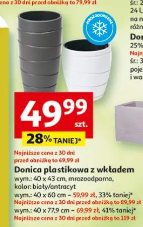 Donica plastikowa z wkładem mrozoodporna biały/antracyt wym. 40x43cm