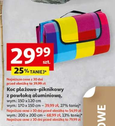 Koc plażowo-piknikowy z powłoką aluminiową 150x120cm