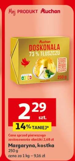 Margaryna kostka Auchan Doskonała 73% tłuszczu