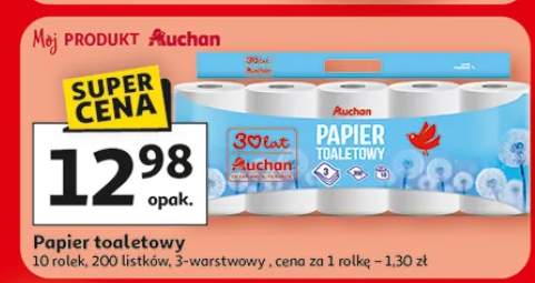 Papier toaletowy Auchan 3-warstwowy 200 listków