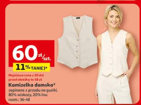 Kamizelka damska zapinana z przodu na guziki Inextenso