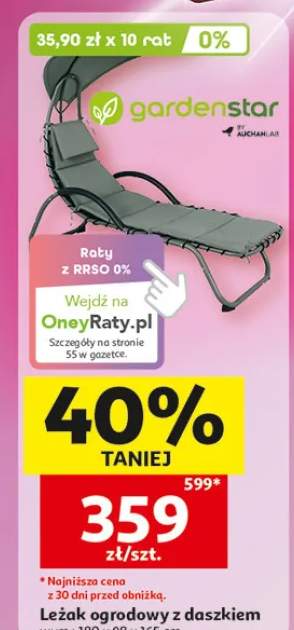 Leżak ogrodowy z daszkiem Gardenstar 180x98x165cm