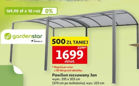 Pawilon rozsuwany Jan 295x303cm wys. 233cm