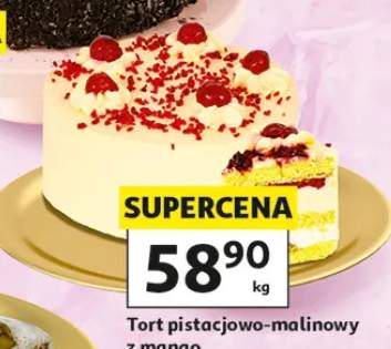 Tort pistacjowo-malinowy z mango Auchan
