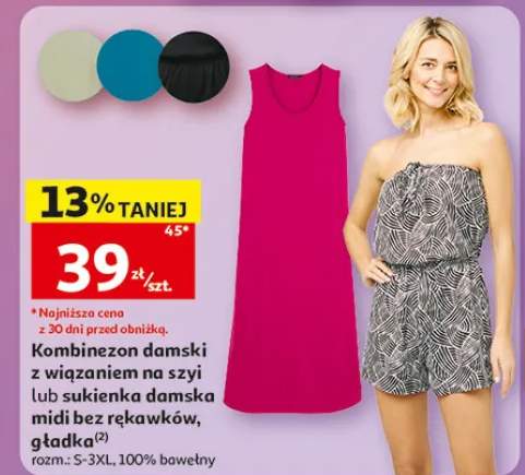 Sukienka damska midi bez rękawów gładka Inextenso rozm. S-3XL 100% bawełny