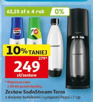 Zestaw SodaStream Terra z dwiema butelkami i syropami Pepsi i 7Up