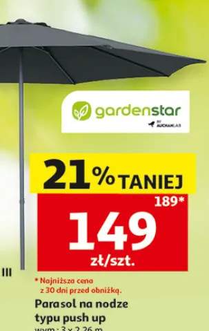 Parasol na nodze typu push up 3x2,26m