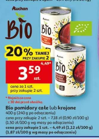 Bio pomidory całe Auchan