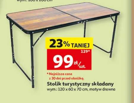 Stolik turystyczny składany motyw drewna 120x60x70cm