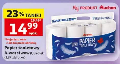 Papier toaletowy 4-warstwowy Auchan
