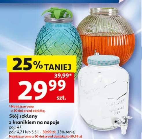 Słój szklany z kranikiem na napoje 4,7l