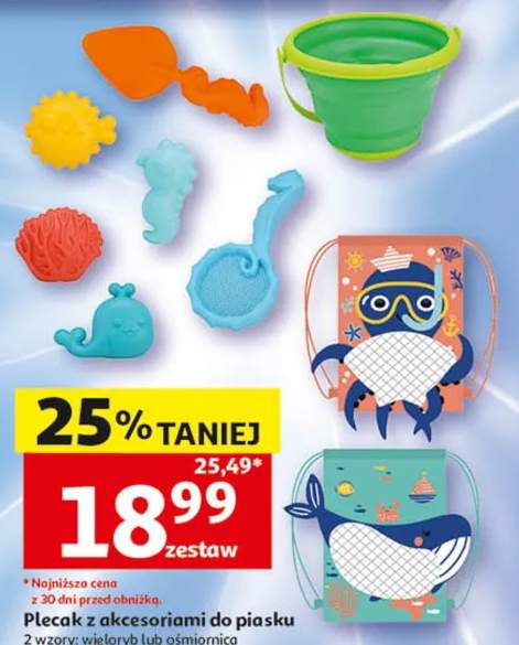 Plecak z akcesoriami do piasku wieloryb