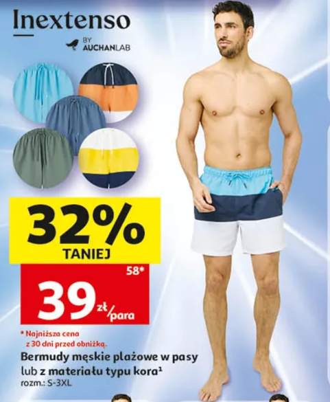 Bermudy męskie plażowe w pasy Inextenso