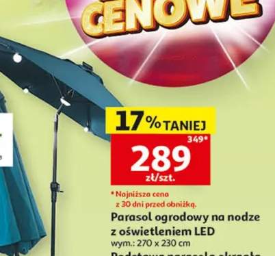 Parasol ogrodowy na nodze z oświetleniem LED Gardenstar 270x230cm