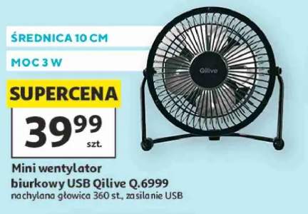 Mini wentylator biurkowy USB Qilive Q.6999 średnica 10cm moc 3W