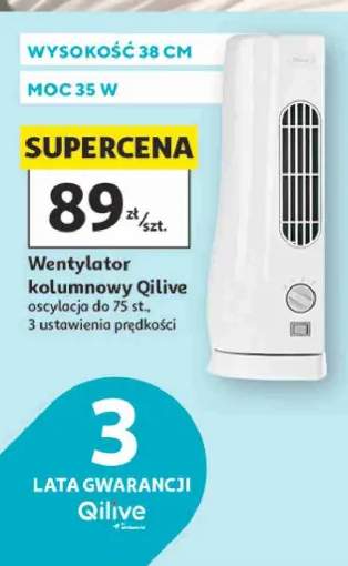 Wentylator kolumnowy Qilive wysokość 38cm moc 35W oscylacja do 75 st. 3 ustawienia prędkości