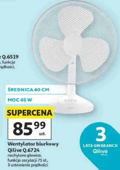 Wentylator biurkowy Qilive Q.6724 średnica 40cm moc 45W