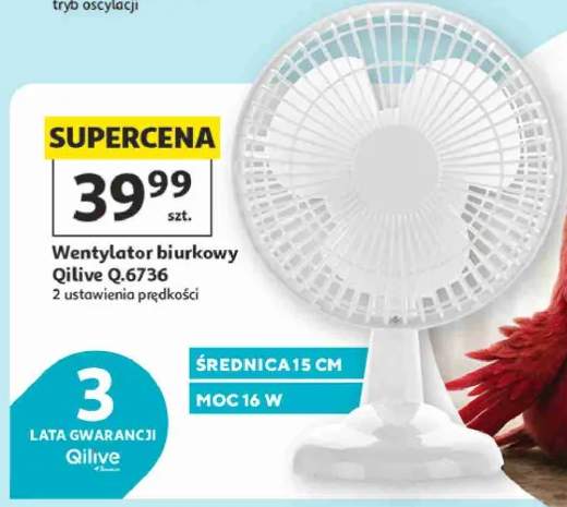 Wentylator biurkowy Qilive Q.6736 średnica 15cm moc 16W