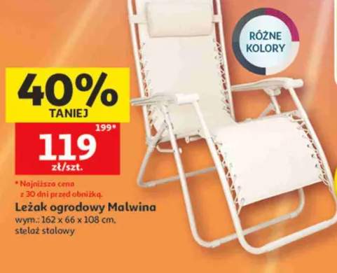 Leżak ogrodowy Malwina wym.: 162x66x108cm stelaż stalowy
