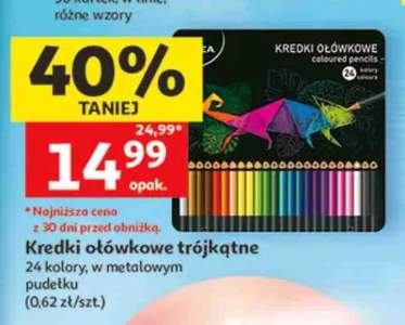 Kredki ołówkowe trójkątne 24 kolory w metalowym pudełku