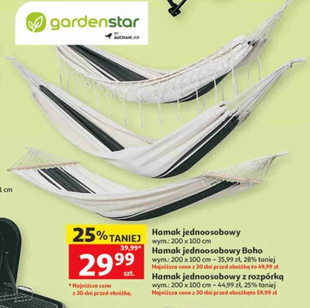Hamak jednoosobowy gardenstar wym.: 200x100cm