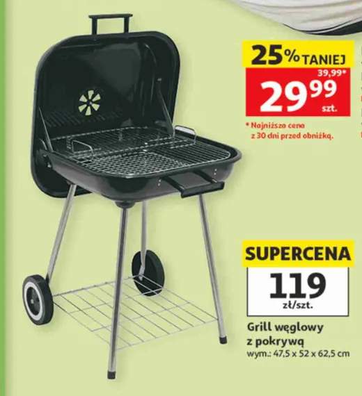 Grill węglowy z pokrywą wym.: 47,5x52x62,5cm