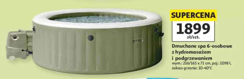 Dmuchane spa 6-osobowe z hydromasażem i podgrzewaniem INTEX wym.: 216/165x71cm poj.: 1098l zakres grzania: 10-40°C