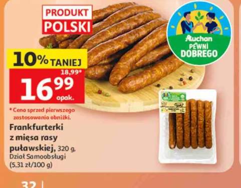 Frankfurterki z mięsa rasy puławskiej Auchan Pewni Dobrego