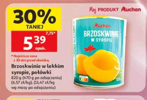 Brzoskwinie w lekkim syropie połówki Auchan