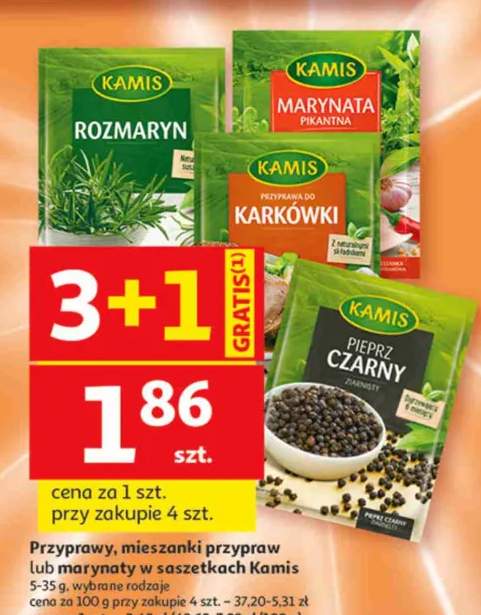 Przyprawy, mieszanki przypraw lub marynaty w saszetkach Kamis