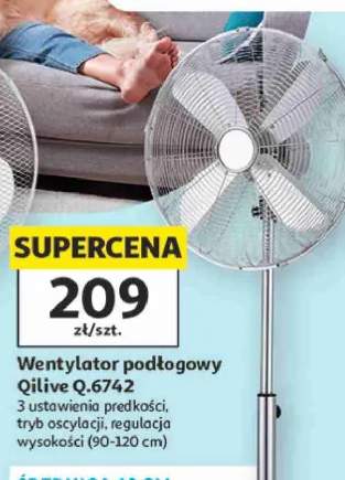 Wentylator podłogowy Qilive Q.6742 średnica 40cm moc 50W 3 ustawienia prędkości tryb oscylacji regulacja wysokości 90-120cm