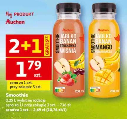 Smoothie Jabłko Banan Truskawka Wiśnia Auchan